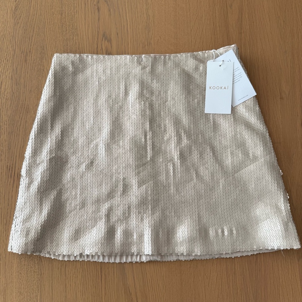 Kookai Siena Beige Sequin Mini Skirt
